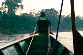 Boat ride on the Tambopata River at sunrise